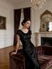 Элегантное французское вечернее платье из ацетата Haute Couture с драпированным декольте