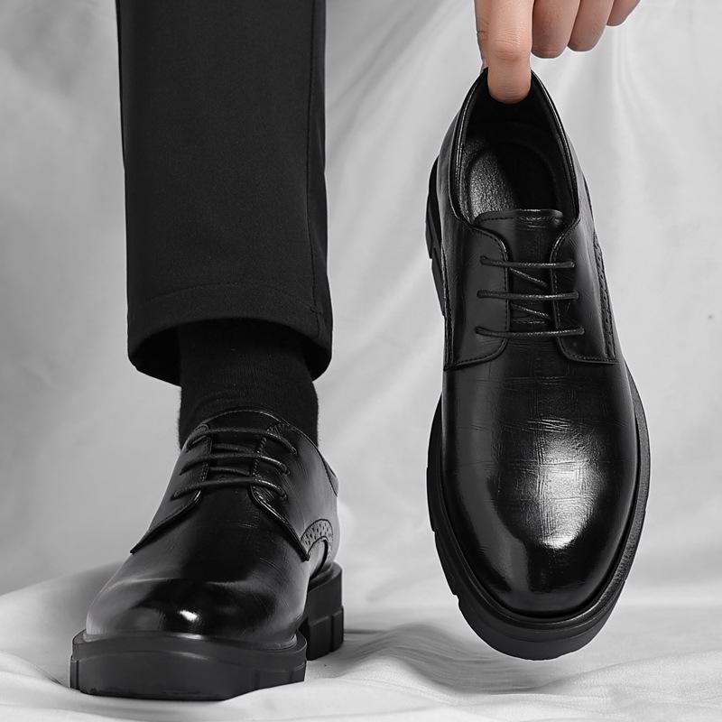 Мужские кожаные туфли на платформе с внутренним увеличением роста, деловые туфли для платья, туфли для увеличения роста, свадебные, для жениха, повседневные кожаные туфли для мужчин