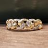 Huitan Chains Linked Design Gold Color Rings для женщин, девушек в стиле хип-хоп, модные аксессуары, сверкающие кубические цирконии, модные украшения