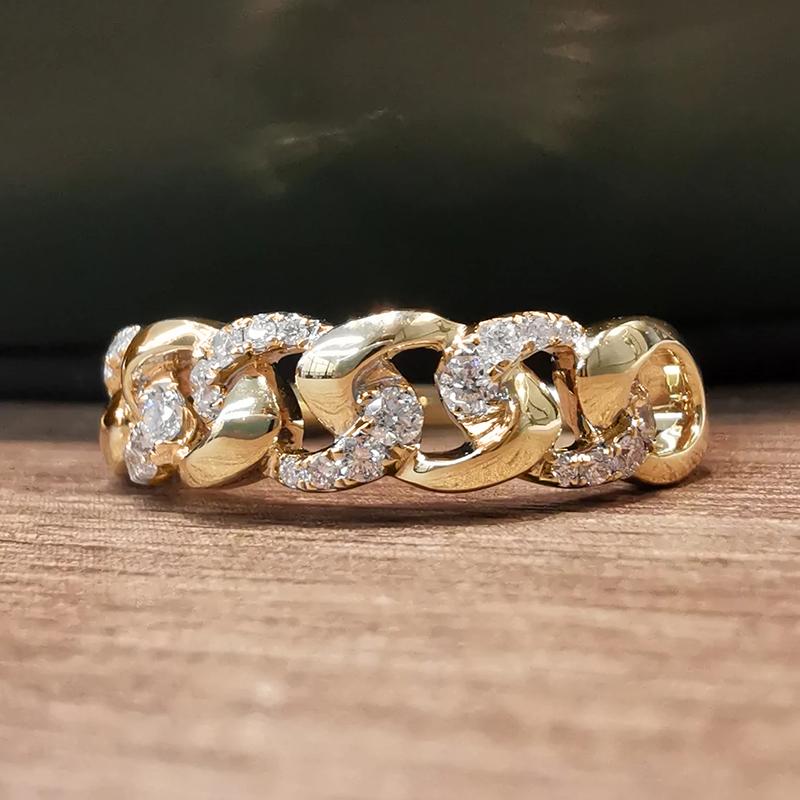 Huitan Chains Linked Design Gold Color Rings для женщин, девушек в стиле хип-хоп, модные аксессуары, сверкающие кубические цирконии, модные украшения