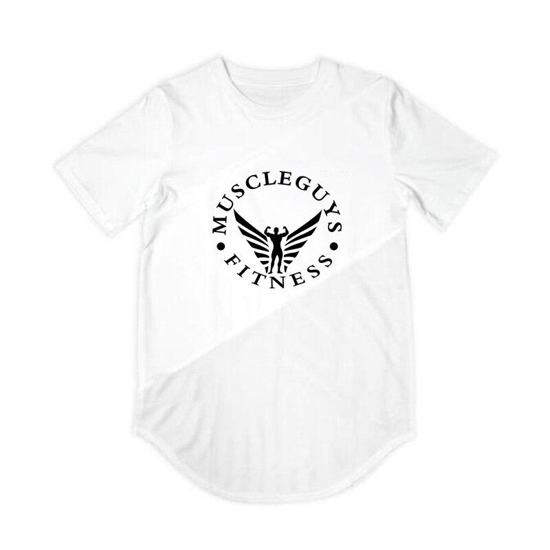 Muscleguys Мужская повседневная футболка с круглым вырезом и принтом с короткими рукавами, спортивная одежда из сетки + хлопка, футболки для фитнеса, тренажерного зала, топы для бодибилдинга