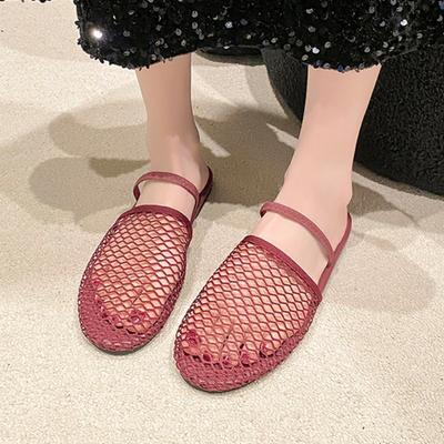 Мода 2025 Лето Горячая Распродажа Сетчатые Женские Шлепанцы с Закрытым Носком Для Улицы Дышащие Плоские Шлепанцы Модные Лаконичные Повседневные Сандалии