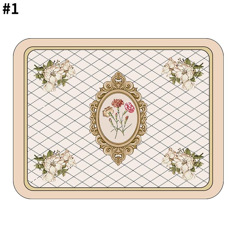 Kitchen Dish Mat Absorbent Dining Table Mats Retro Non-Slip Drain Pad Draining Placemat Coffee Dish Tableware Mat For Home Decor