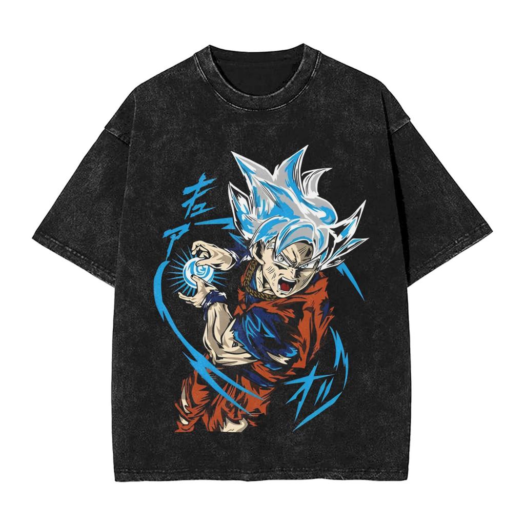 DragonBall Z Goku Printed Tshirt Mens and Womens Washed Tshirt High Quality Vintage Cotton Tshirt Harajuku YK Tops