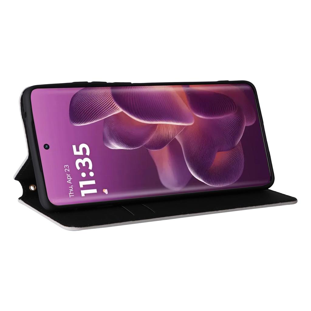 Чехол-кошелек для Motorola Edge 60 Pro 5G из кожи с ромбовидным тиснением