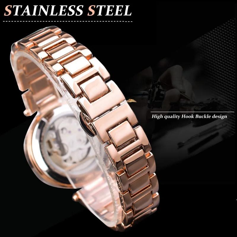 Ladies' Light Luxury Fashion Water Diamond Hollow Mechanical Watch Waterproof Luminous Automatic Mechanical Watch