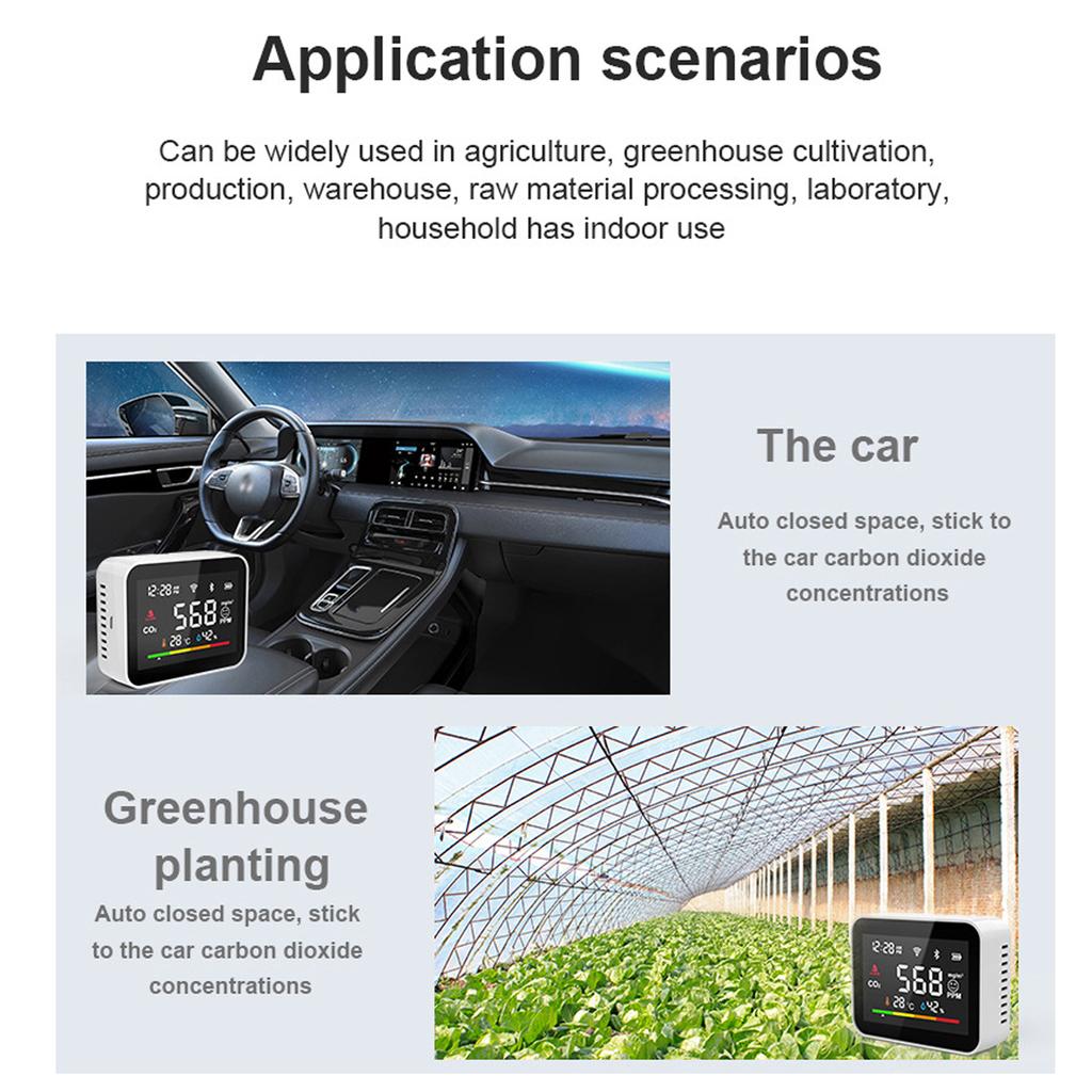 Умный детектор CO2 Wi-Fi, портативный монитор качества воздуха, измеритель сигнализации CO2, ЖК-дисплей, температура и влажность