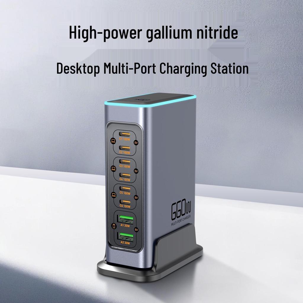 PD100 660 Вт док-станция для быстрой зарядки на нитриде галлия с QC30W, 8 портов