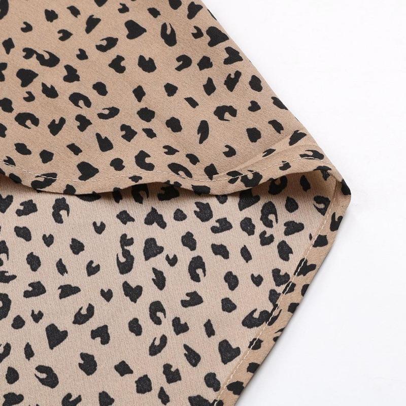 Летнее женское сексуальное длинное платье с леопардовым принтом и висячим вырезом на шее, нерегулярный разрез