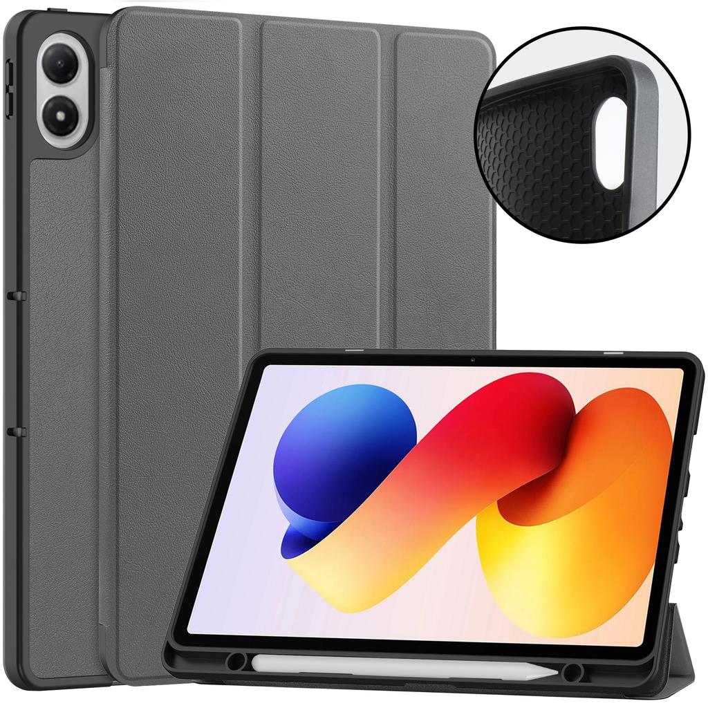 Чехол для Redmi Pad 2 Pro 12,1 дюйма, ТПУ Кожаный, Тройной Складной, Магнитная Крышка для Redmi Pad 2Pro 12,1" со Слотом для Стилуса