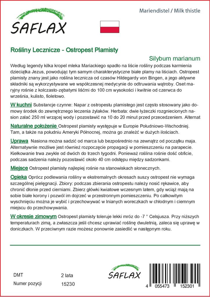 SAFLAX Garden in the Bag - Расторопша пятнистая - 75 семян - С субстратом в подходящем стоячем пакете - Расторопша пятнистая