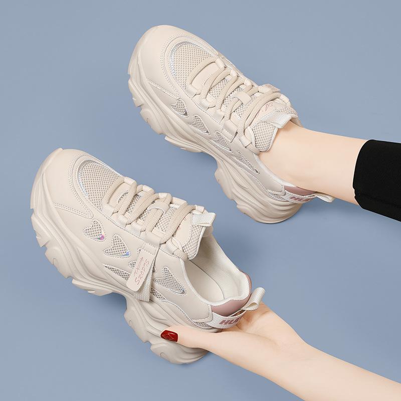 Весенняя толстая подошва, увеличивающая рост, женская повседневная обувь для папы, модная универсальная женская обувь, массивные кроссовки, повседневная вулканизированная обувь