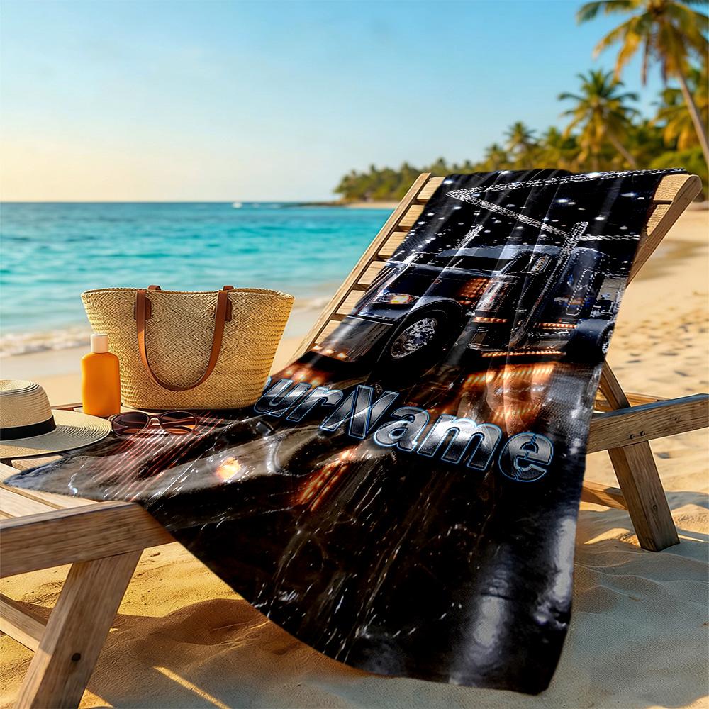 Kw Heavy Trucks Personalized Name Beach Towel High Absorbency & Quick-Dry Perfect for Traveling Yoga Camping and Swimming