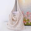 Solid Color Knitting Shoulder Bag Large Capacity Versatile Bohemian Crochet Tote Bag Hollow Out Casual Woven Handbag Women