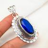 Blue Sapphire Pendant, Handmade Gemstone Pendant, 925 Solid Sterling Silver Pendant Antique Jewelry, For Engagement Gift
