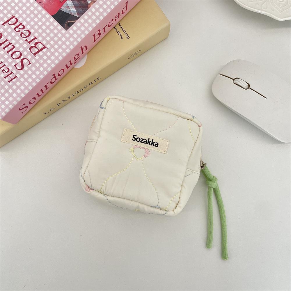 Стеганая хлопковая сумка-органайзер для sanitary и макияжа, мини-футляр для помады, косметичка, мягкая портативная сумка для хранения менструальных прокладок