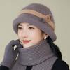 3pcs Sets Middle Aged Mother's Hat Scarf Glove Suits Women's Thick Warm Woolen Grandmother Elderly Hat Scarf Glovers 3pcs Sets