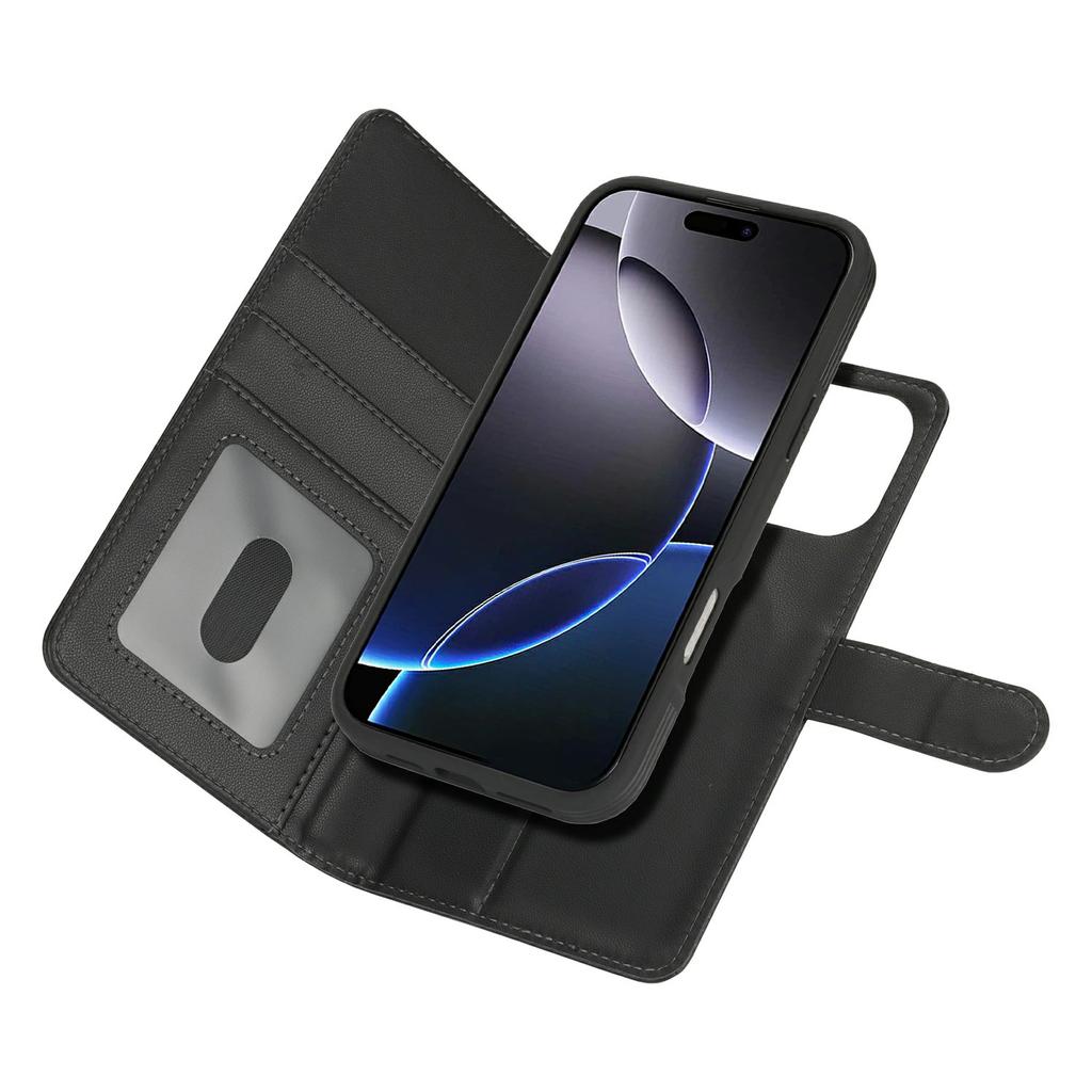 For iPhone 16 Pro Wallet Case Compatible with MagSafe Anti-Drop Detachable PU Leather Phone Cover