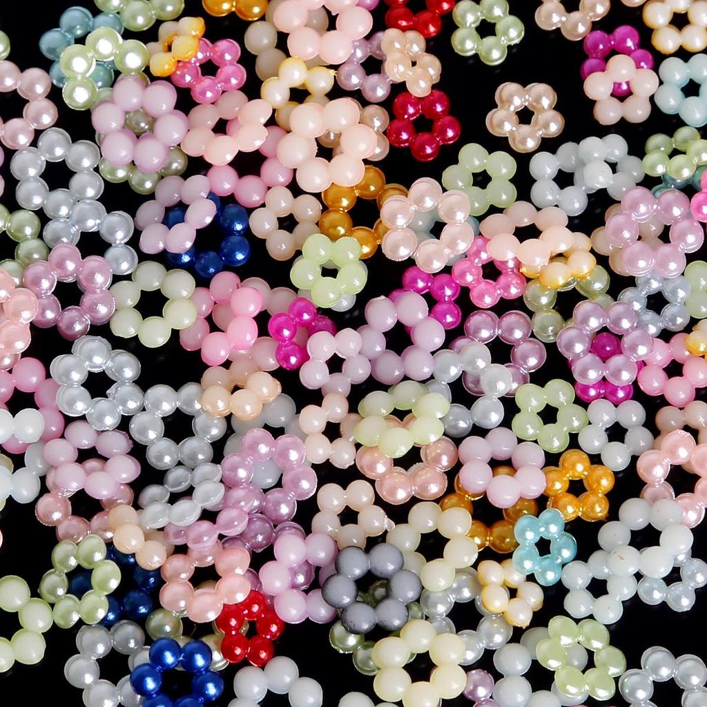 100 шт. разноцветные цветочные бусины с плоской задней частью, имитация кабошона, 7 мм/9 мм, пластик, АБС-пластик, жемчужные бусины, сделай сам, рукоделие, украшение для одежды