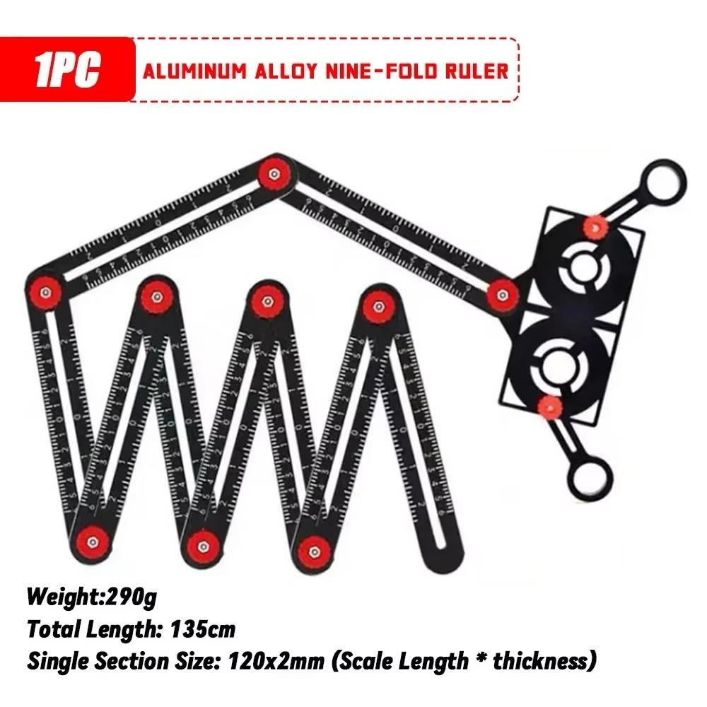 1Pcs 6/9/12 Folds Measuring Ruler Aluminium Alloy Locator Drill Guide Template Tool