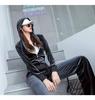 Women's Gold Velvet Hooded Sweatshirt and Straight Pants Two-Piece Sports Suit for Spring and Autumn