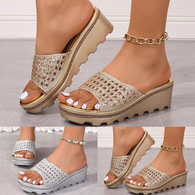 Элегантные узкие туфли с застежкой-клипсой для женщин, украшенные стразами, с толстым дном, с наклонной наружной частью, большого размера