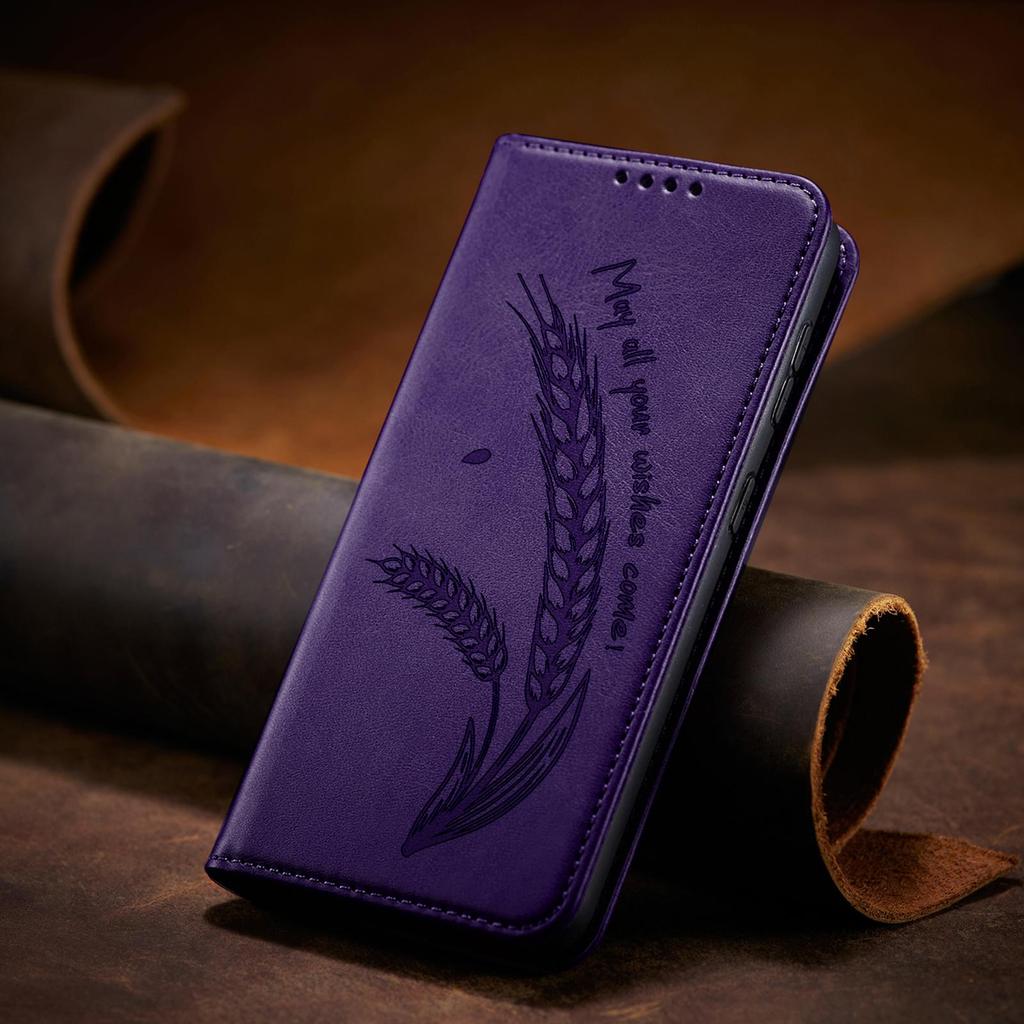 Ретро Чехол-книжка из коровьей кожи с подставкой для iPhone 17 16 Pro Max Samsung S25 Xiaomi Redmi 15C Honor Oppo с магнитным слотом для карт, откидная крышка