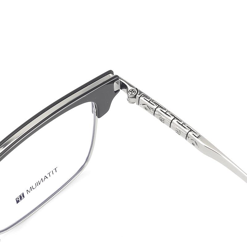 Men's Titanium Square Optical Glasses Frame - Half Frame Design