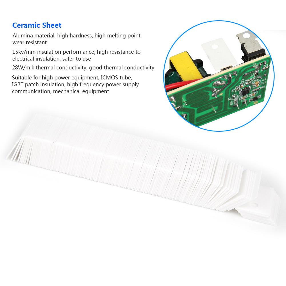 100 шт TO220 керамический изоляционный лист из оксида алюминия с отверстием 3,2 мм для охлаждающей подставки для транзисторов МОП IGBT