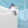 Cartoon Style Fish Tank Ornament Resin Mini Figurine New Fishing Cat Ornament  Landscaping