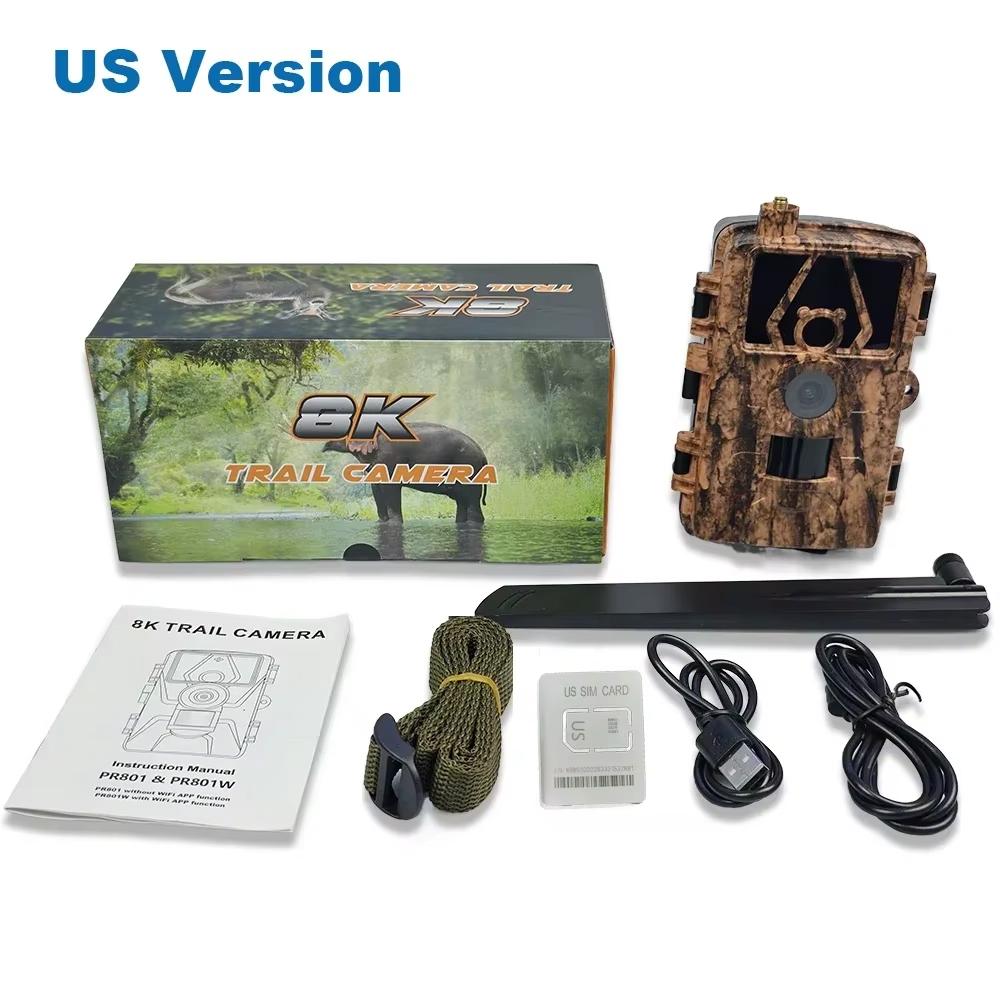 2025 4G LIVE Trail Camera APP Control IR Night Vision Hunting Trap HD Camera 60MP 8K with SIM Card Cellular Mobile Wildlife Cam