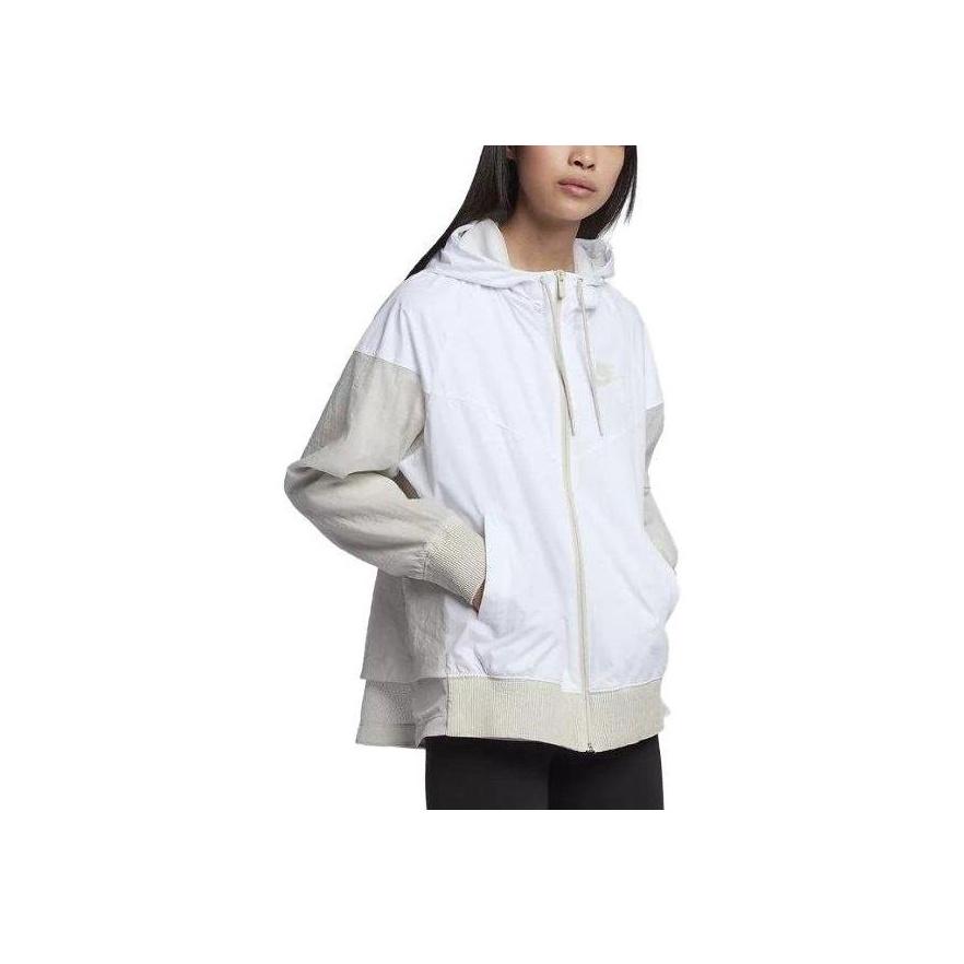 Nike Nsw Windrunner Jacket Novelty Color Block Casual Zip Hooded Long Sleeve Windbreaker Women Jackets White 886269-100