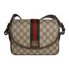 GUCCI Ophidia Canvas With Leather Trim Crossbody Bag, Shoulder Bag Women's Beige & Ebony 722117-FAAX3-9789