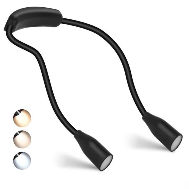 1PC LED Reading Neck Light Usb Rechargeable Book Lamp 360° Flexible Arm Reading Book Light Read Neck Lamp Study Reading Night Light