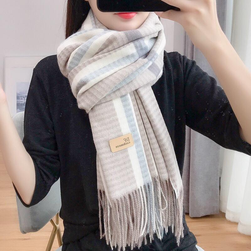 Autumn And Winter Simple Women'S Plaid Scarf Shawl European And American Thick Warm Long Imitation Cashmere Scarf