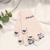 Autumn and Winter Korean Five Finger Gloves Knitted Gloves Touch Screen Gloves Student Thick Cartoon Panda Cute Gloves