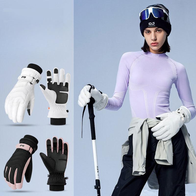 Теплые перчатки для езды на велосипеде, устойчивые к холоду и толстые бархатные перчатки для езды на велосипеде для мужчин и женщин, зимние ветрозащитные и мотоциклетные перчатки для катания на лыжах