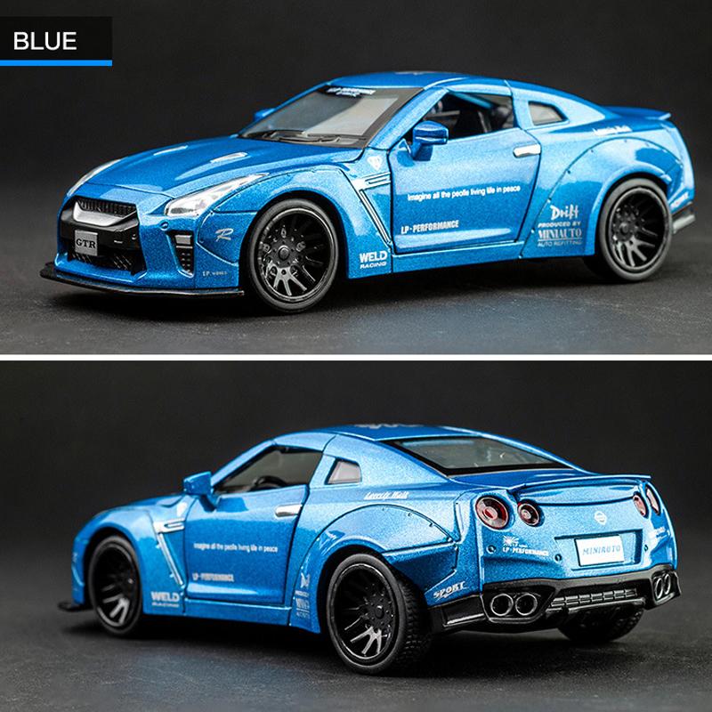 1/32 масштаб GTR Nismo, литая под давлением модель автомобиля, игрушечный автомобиль с откатным механизмом, звуком и светом для детей, коллекция подарков для мальчиков и девочек