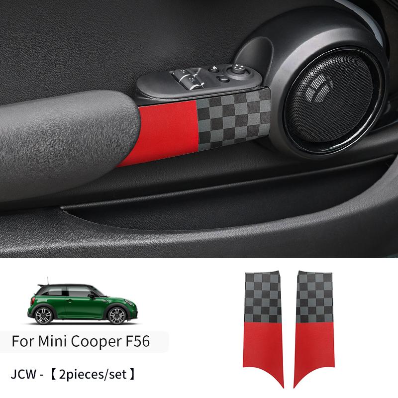 Наклейка на подлокотник двери автомобиля для Mini Cooper F55 F56, из ПУ-кожи, наклейка на ручку двери автомобиля, аксессуары для декора салона автомобиля