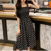 Fashion Women Loose None Sleeve Polka Dot Shouldder Plus Size Casual Dress