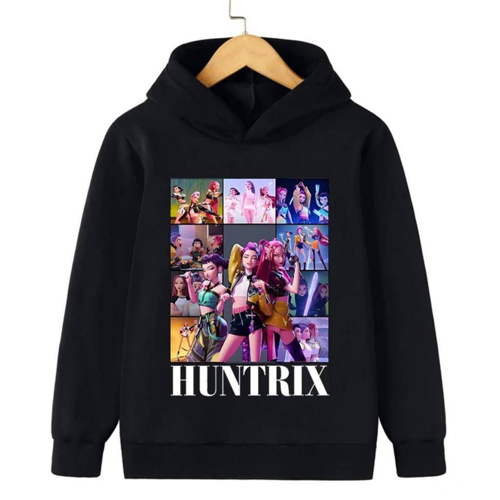 Осенний K-Pop Демон Охотник Huntrix Принт Детский Свитшот Повседневная Мода Мода для Девочек Уличный Пуловер Топы Детская Одежда