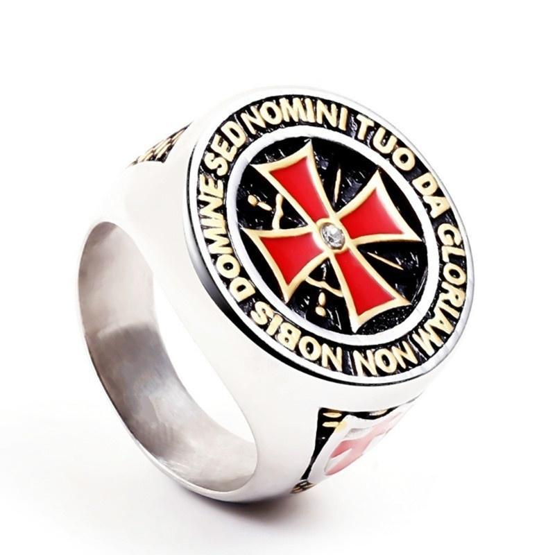 Punk Rock Crusader Cross Rings for Men Knight Templar Knight Symbol Ring Male Jewelry