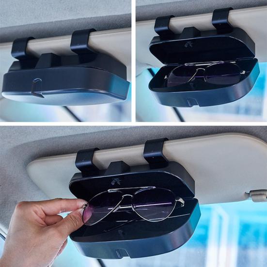 Держатель для очков с длительным сроком службы. Легко устанавливается. Отличный прочный солнцезащитный козырек. Внутренний аксессуар. Защитная коробка.