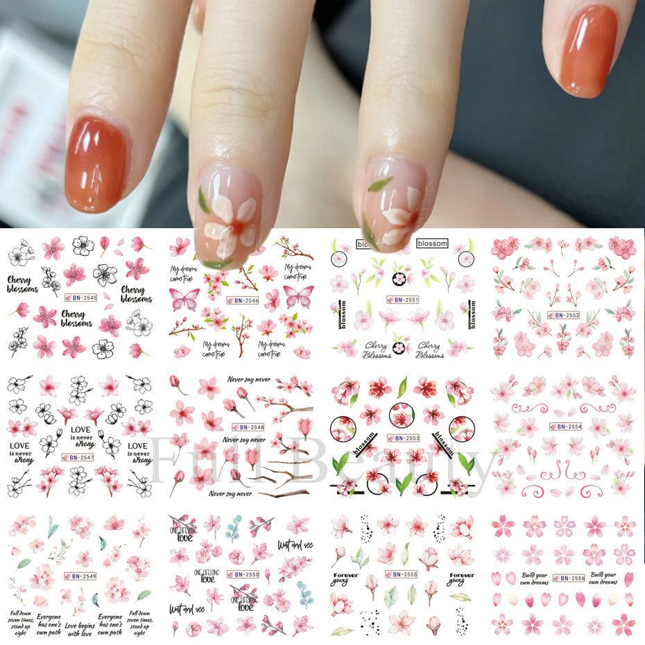 Nail Art Stickers Ins Spring And Summer Flower And Grass Series Zou Ju Flower Watermark Nail Stickers