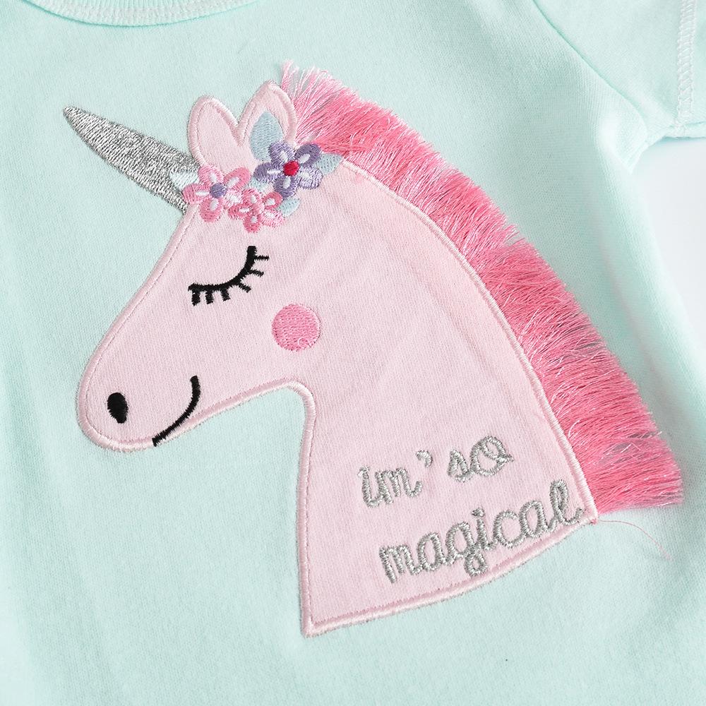 Baby's Jumpsuit Set Summer Short-sleeved Cartoon Cute Rompers Baby's Pure Cotton Clothes 4Pcs Set