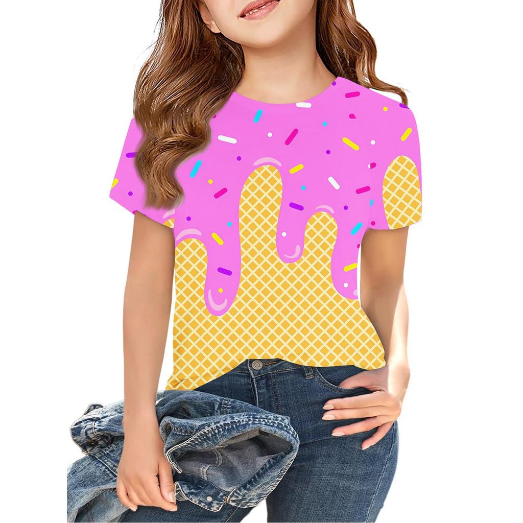 Toddler Girl Boy T-Shirts Kids Top Boys And Girls Printed Short Sleeved T-shirt 2-12Y