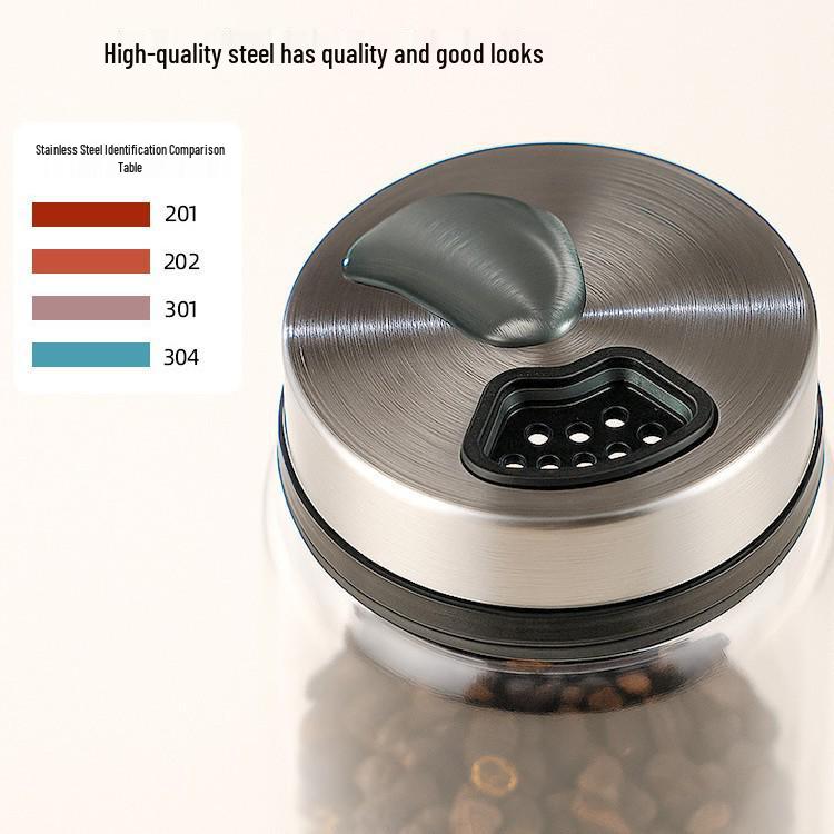 High Borosilicate Thickened Glass Seasoning Jar - Cumin & Chili Powder Dispenser for Households