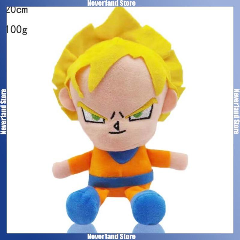 20 см Плюшевая кукла Dragon Ball Супер Сайян Гоку Мягкая игрушка Подушка-игрушка в виде персонажа Мультфильма Декор для спальни и стола Подарки для девочек и мальчиков
