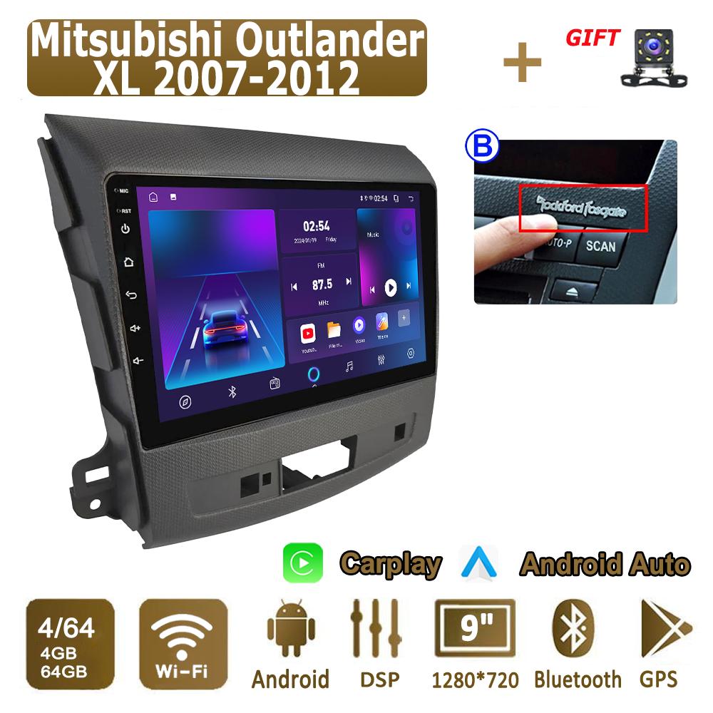 Android Carplay автомобильное радио для Mitsubishi Outlander XL 2007-2012 мультимедийный проигрыватель головное устройство стерео GPS навигация BT WIFI 4+64 ГБ