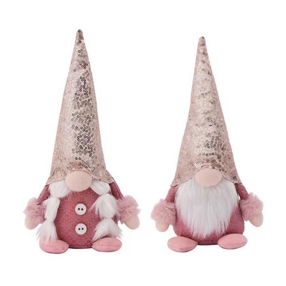 Decorative Sequined Faceless Doll Cartoon Christmas Doll Ornaments Sequined Rudolph Dwarf  Party